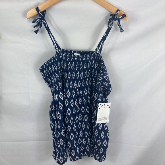 NWT Harper Canyon Smocked patterned tie sleeve top XL - Picture 1 of 3